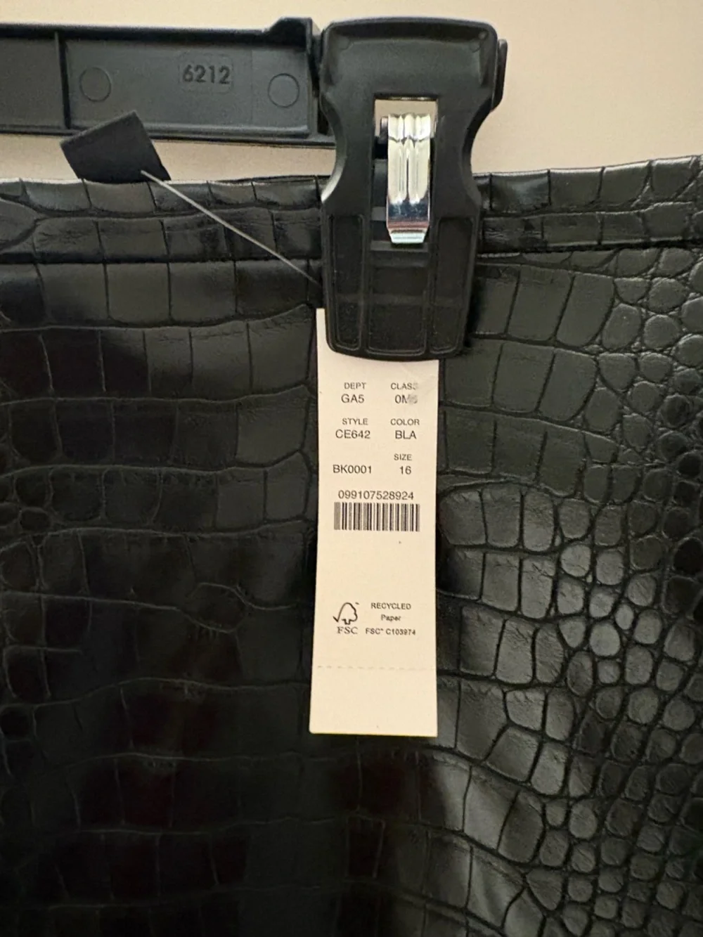J. Crew Pencil Skirt in Croc-Embossed Faux Leather. Size 16. New with tags. - Picture 2 of 3